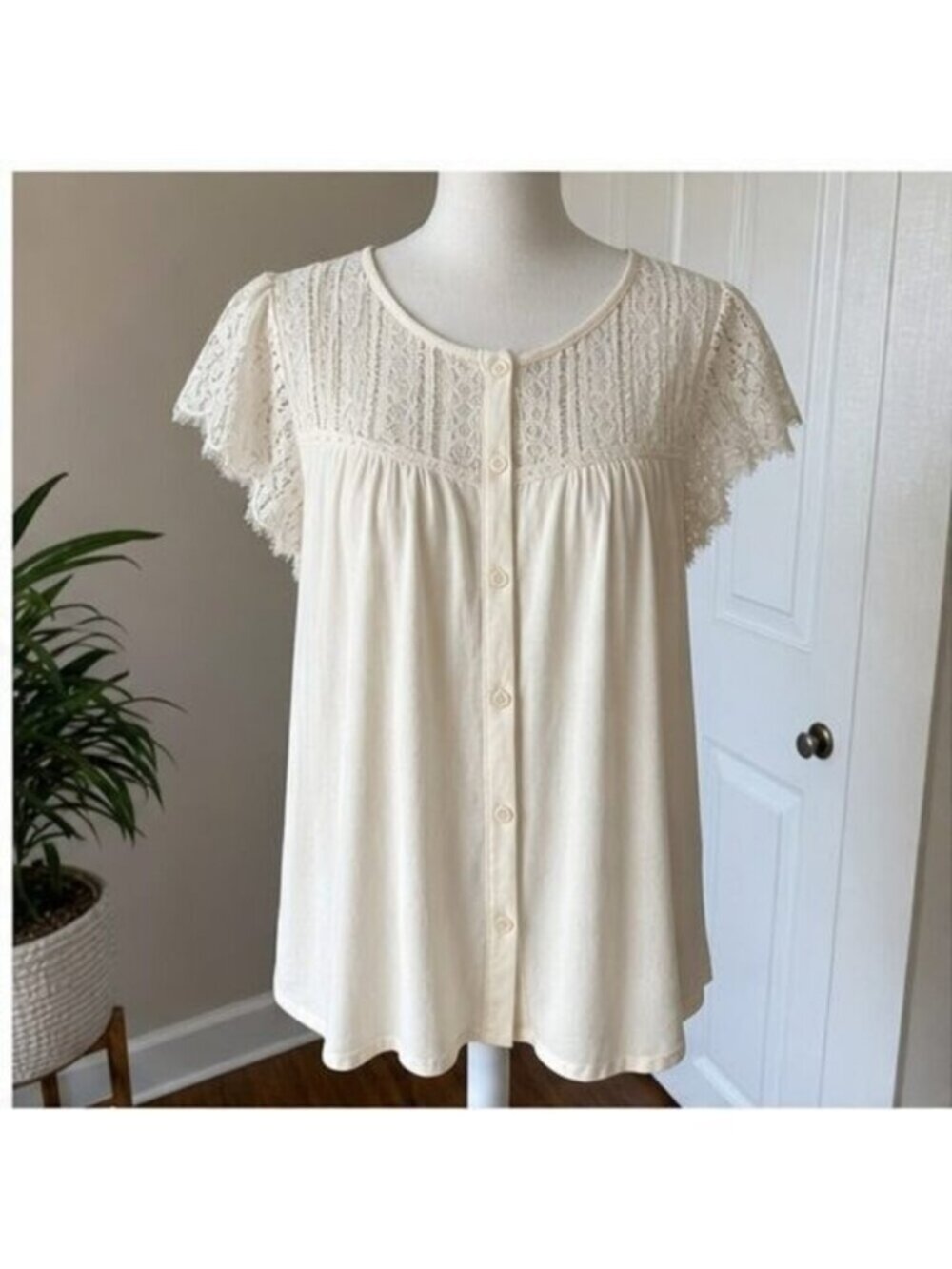 Cream Ruffle Blouse